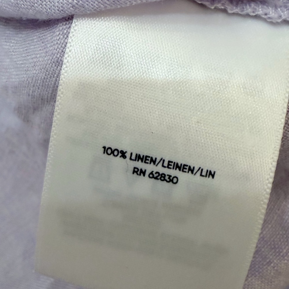 Lands' End Women's Short Sleeve 100% Linen Top Casual Blouse Purple Small - Picture 6 of 10